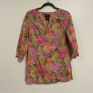 Brooks Brothers Tunic Womens Size Medium Floral Liberty art fabrics blouse